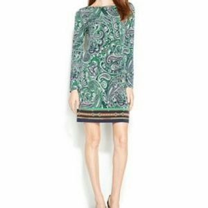 Michael Kors: Green and Navy Paisley Dress